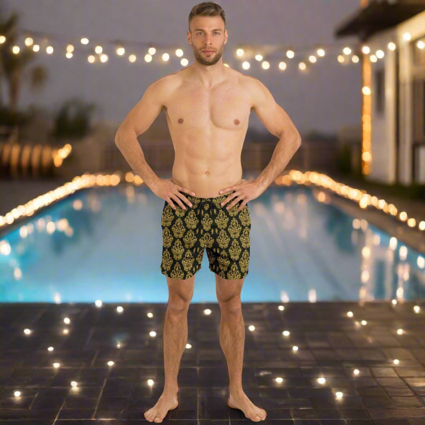 Our Gold Baroque Swim Shorts For Men