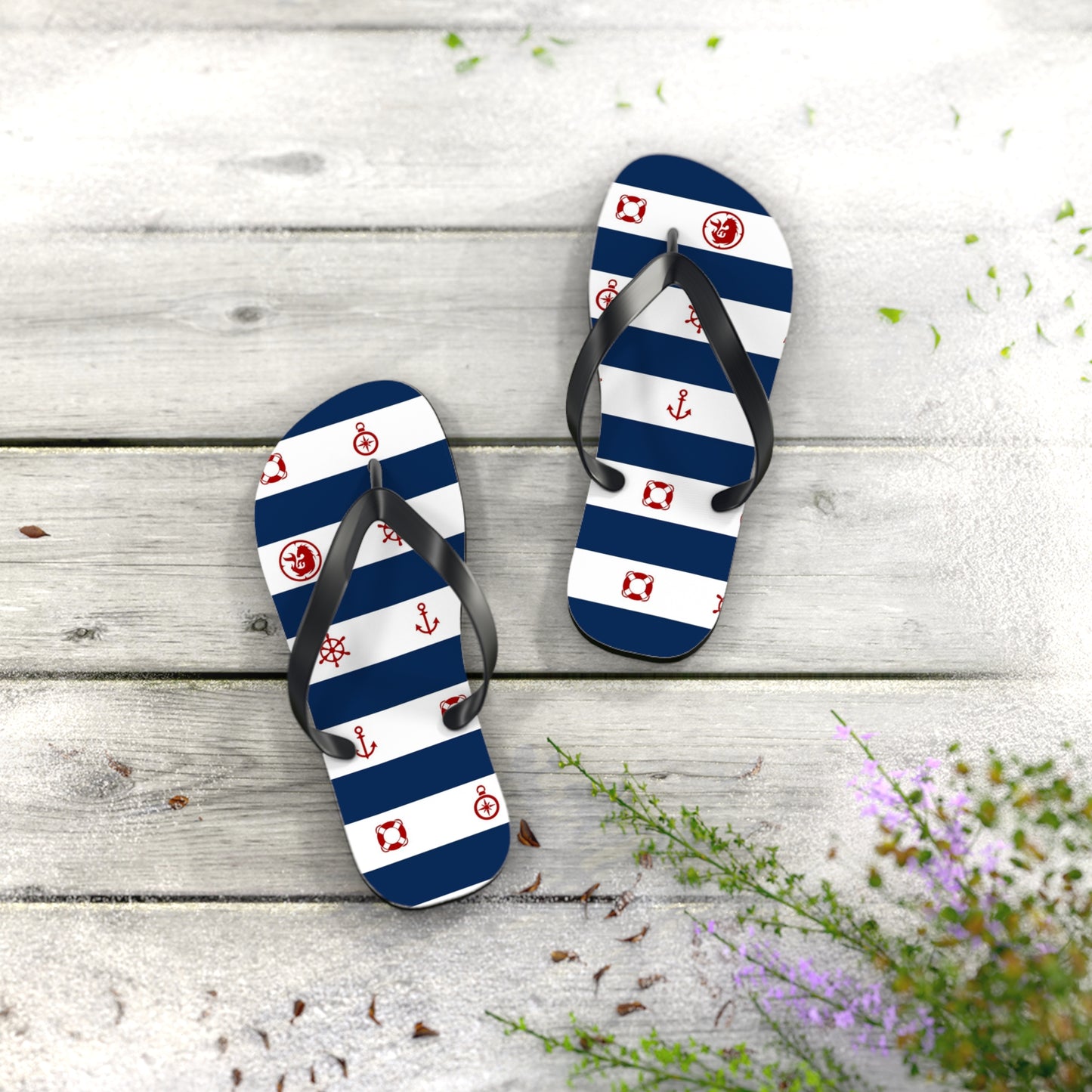 Nautical Print Flip-Flops