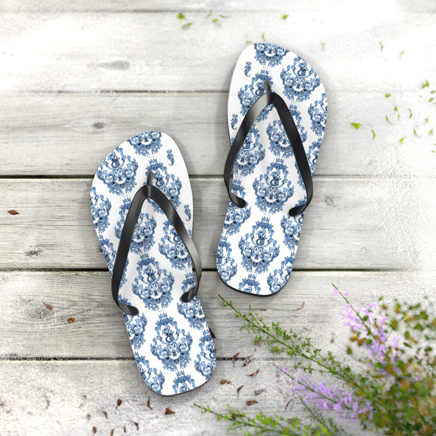 Blue Baroque Flip-Flops