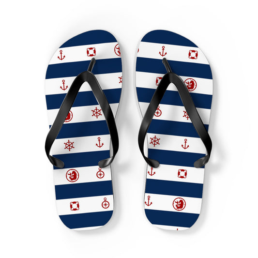 Nautical Print Flip-Flops