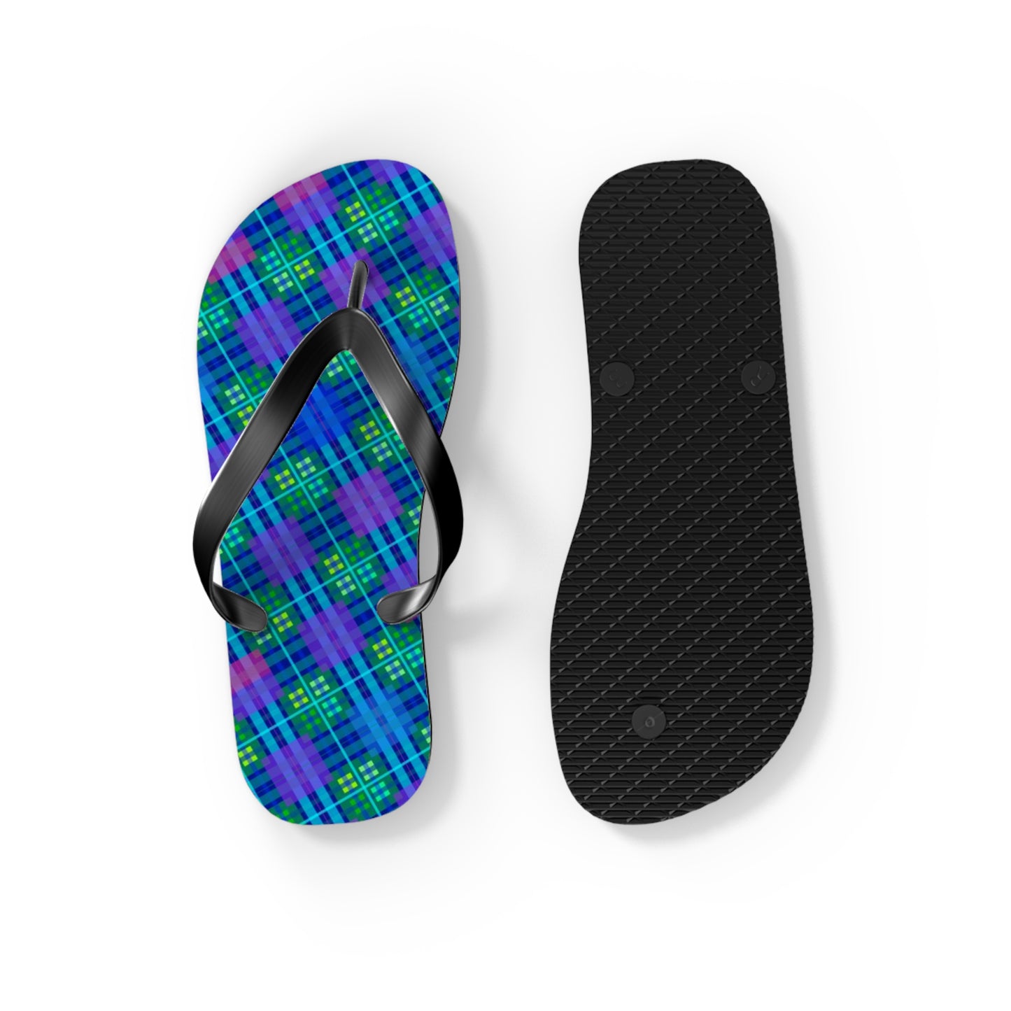 Blue Tartan Flip-Flops