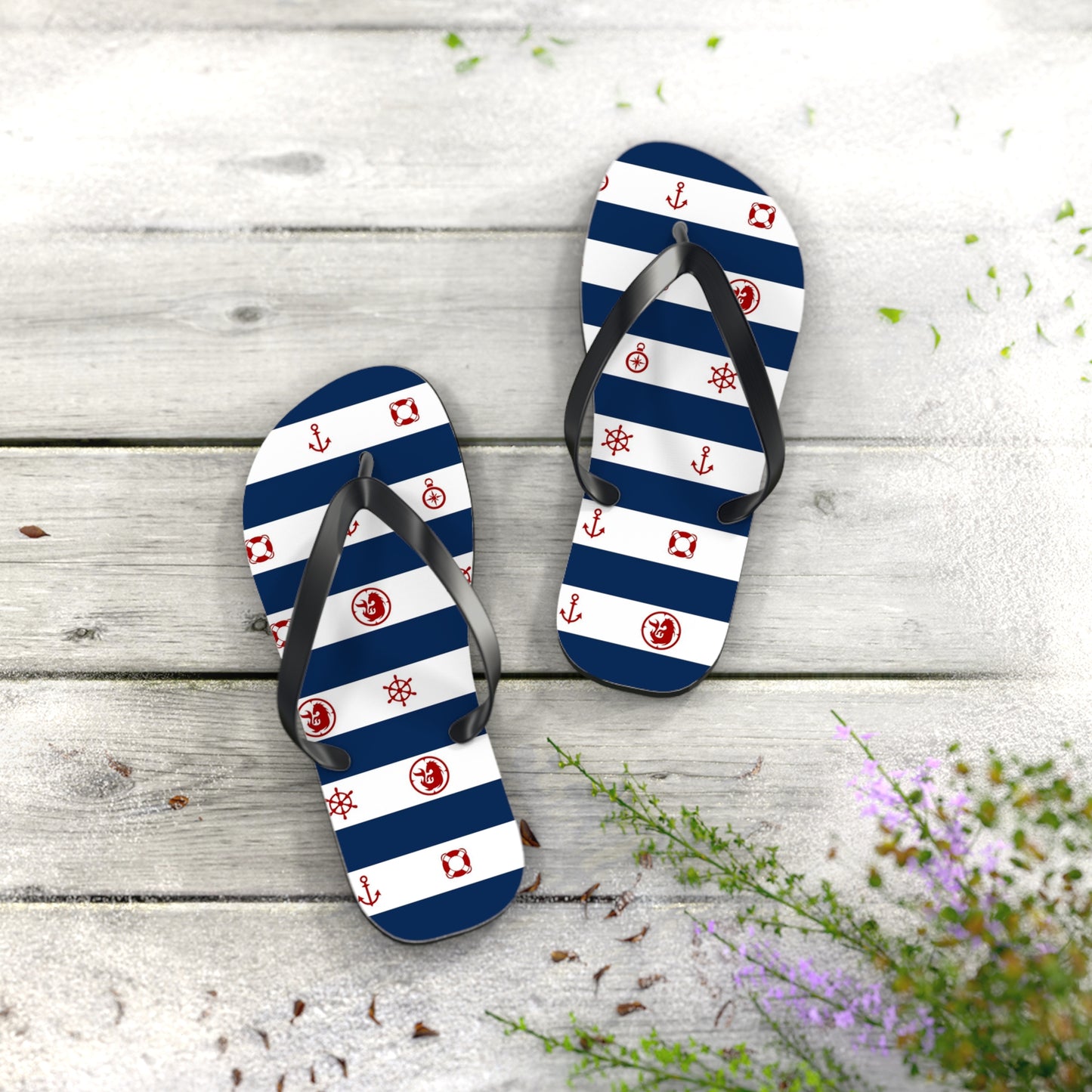 Nautical Print Flip-Flops