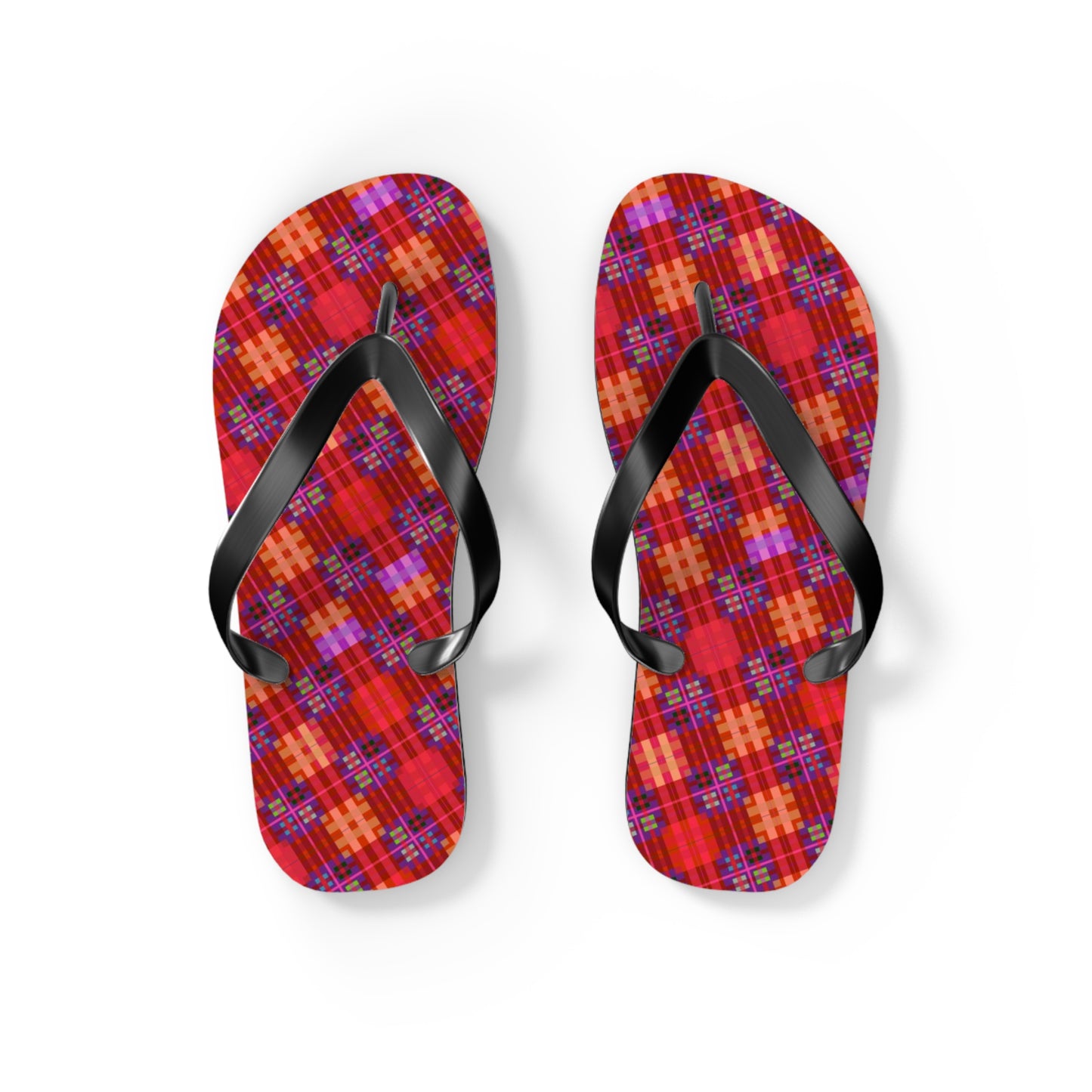 Red Tartan Flip-Flops