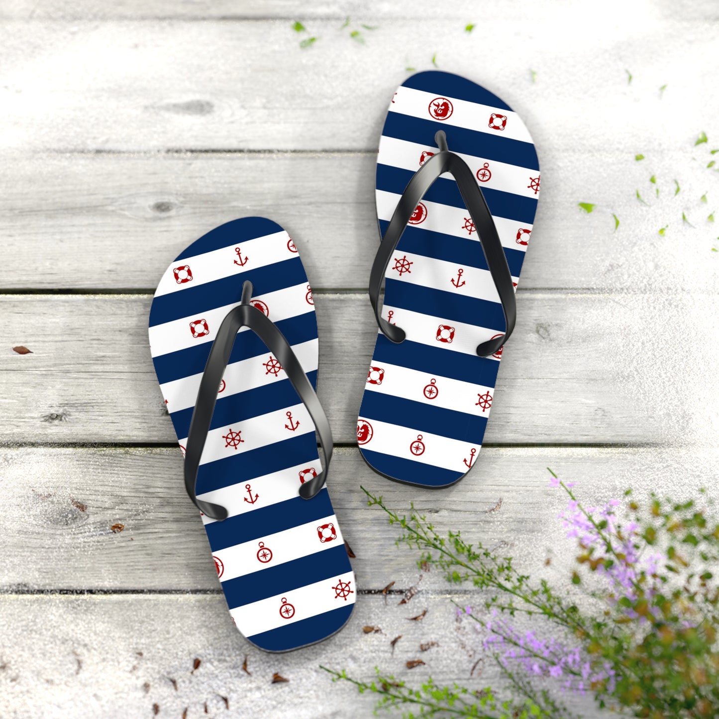 Nautical Print Flip-Flops