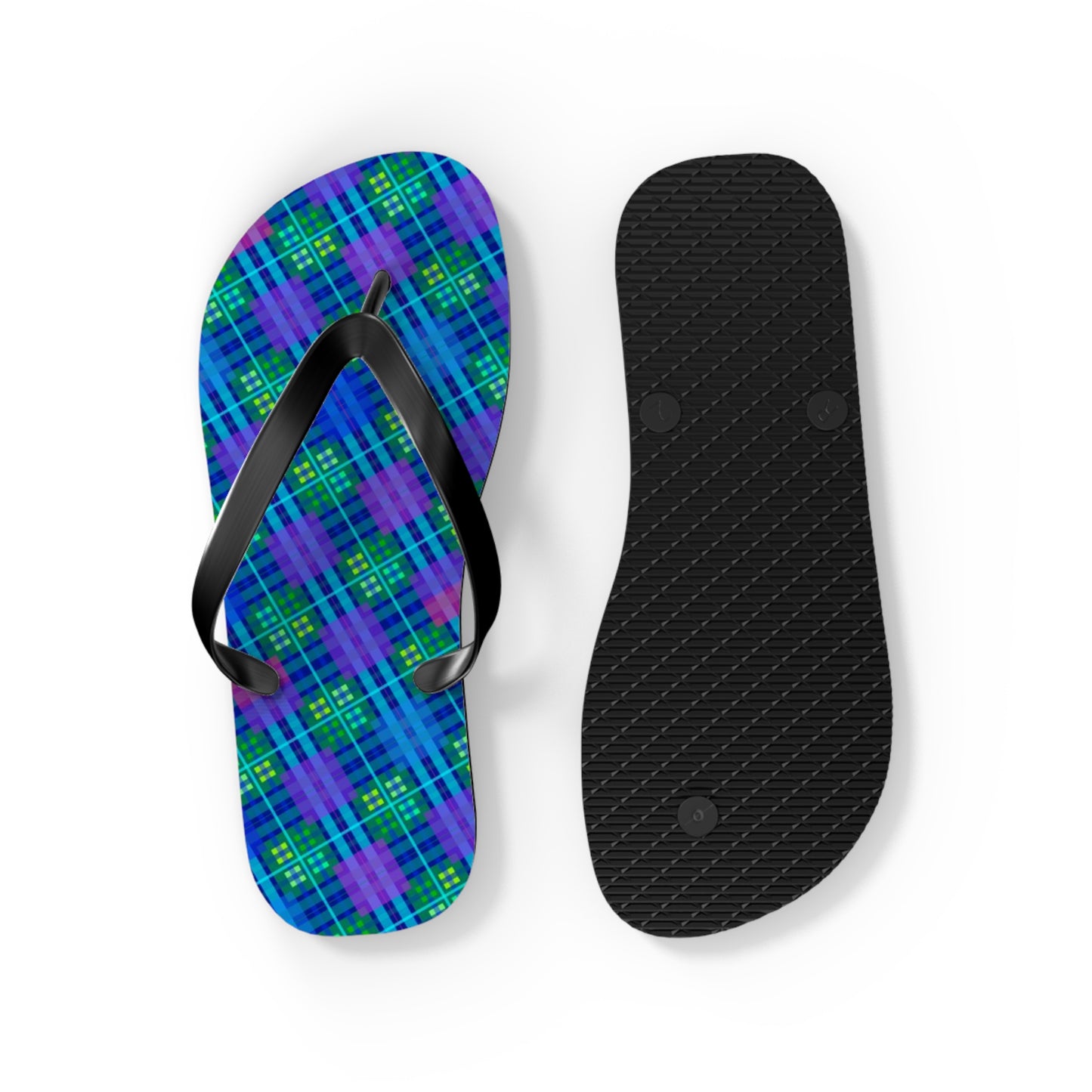 Blue Tartan Flip-Flops