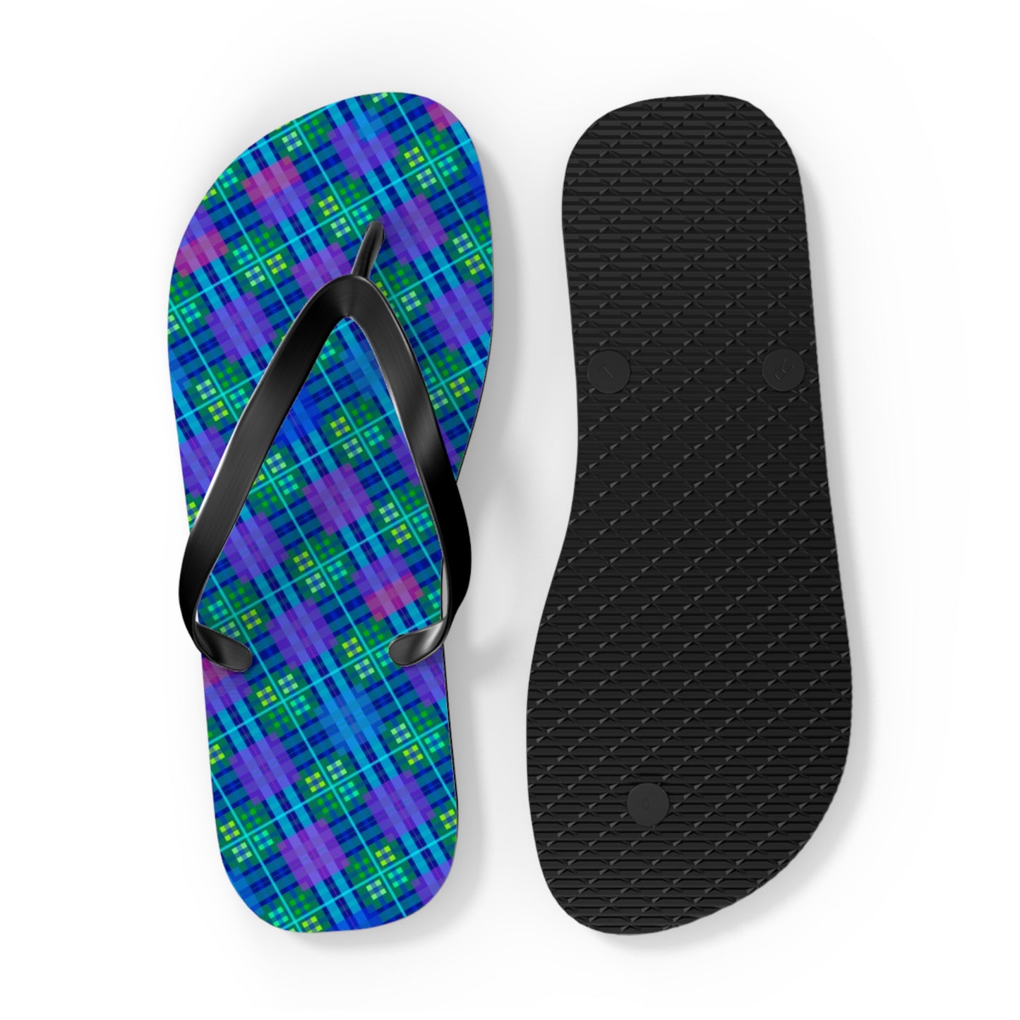 Blue Tartan Flip-Flops