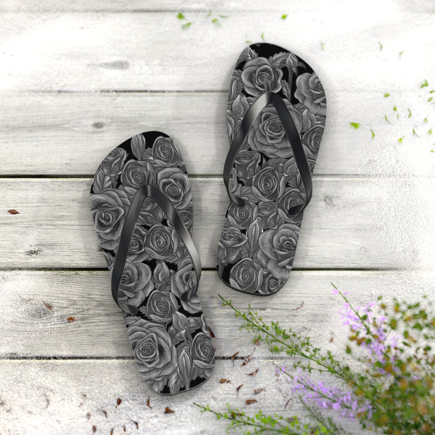 Black Rose Flip-Flops