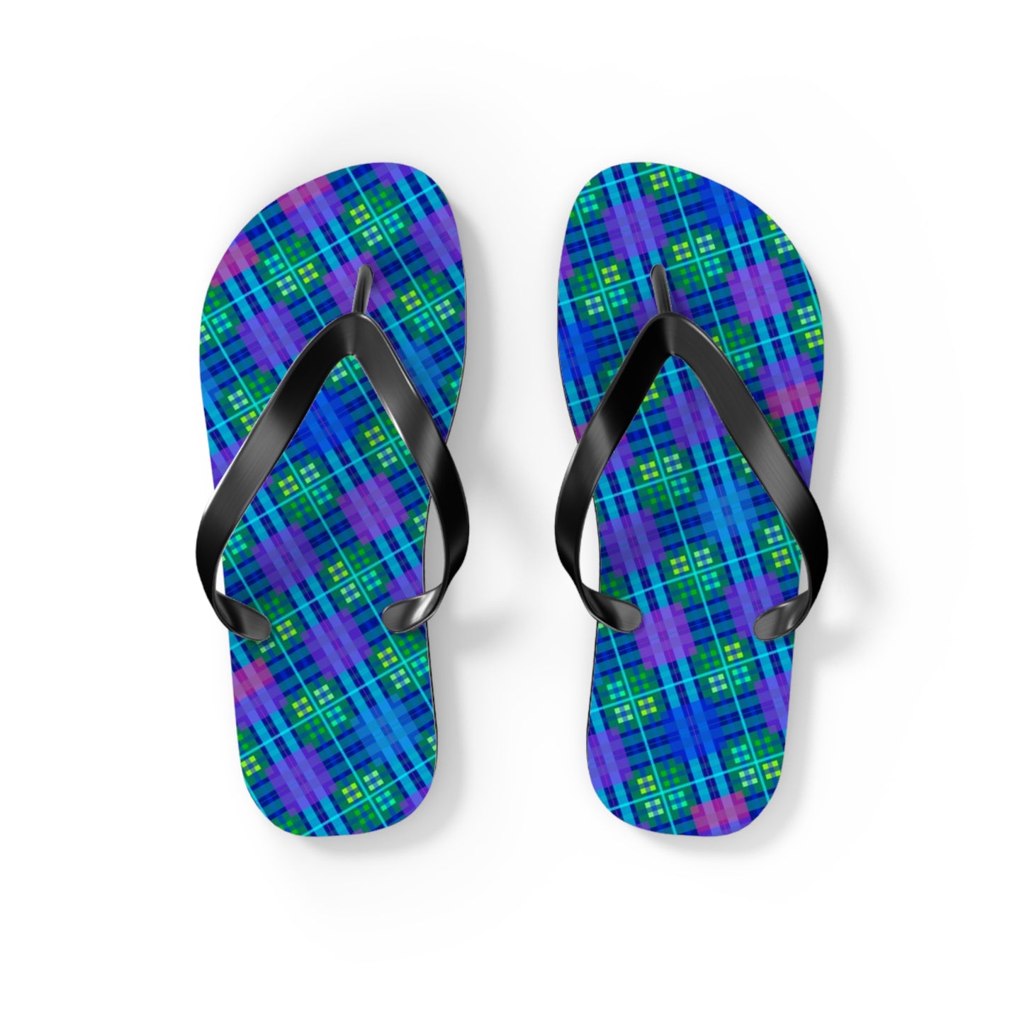 Blue Tartan Flip-Flops