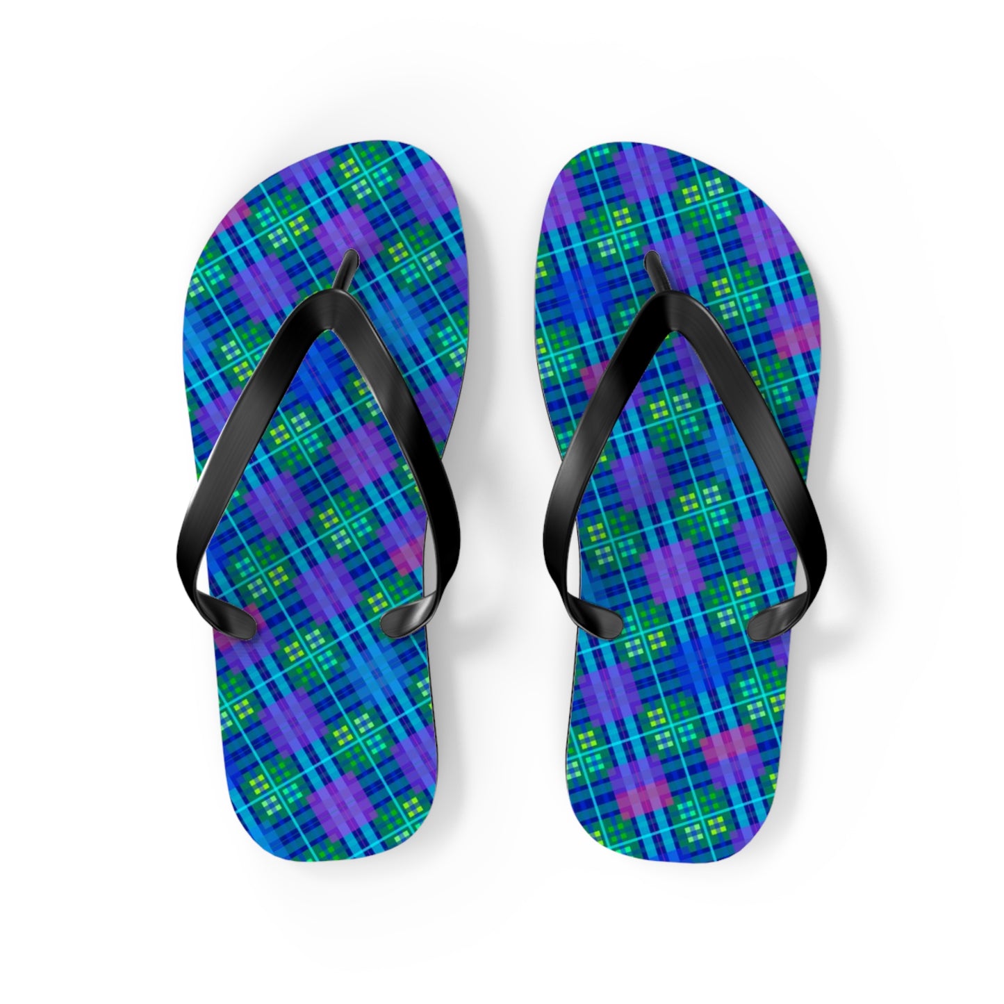 Blue Tartan Flip-Flops