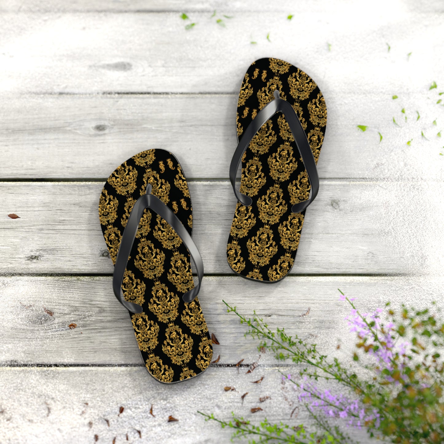 Gold Baroque Flip-Flops