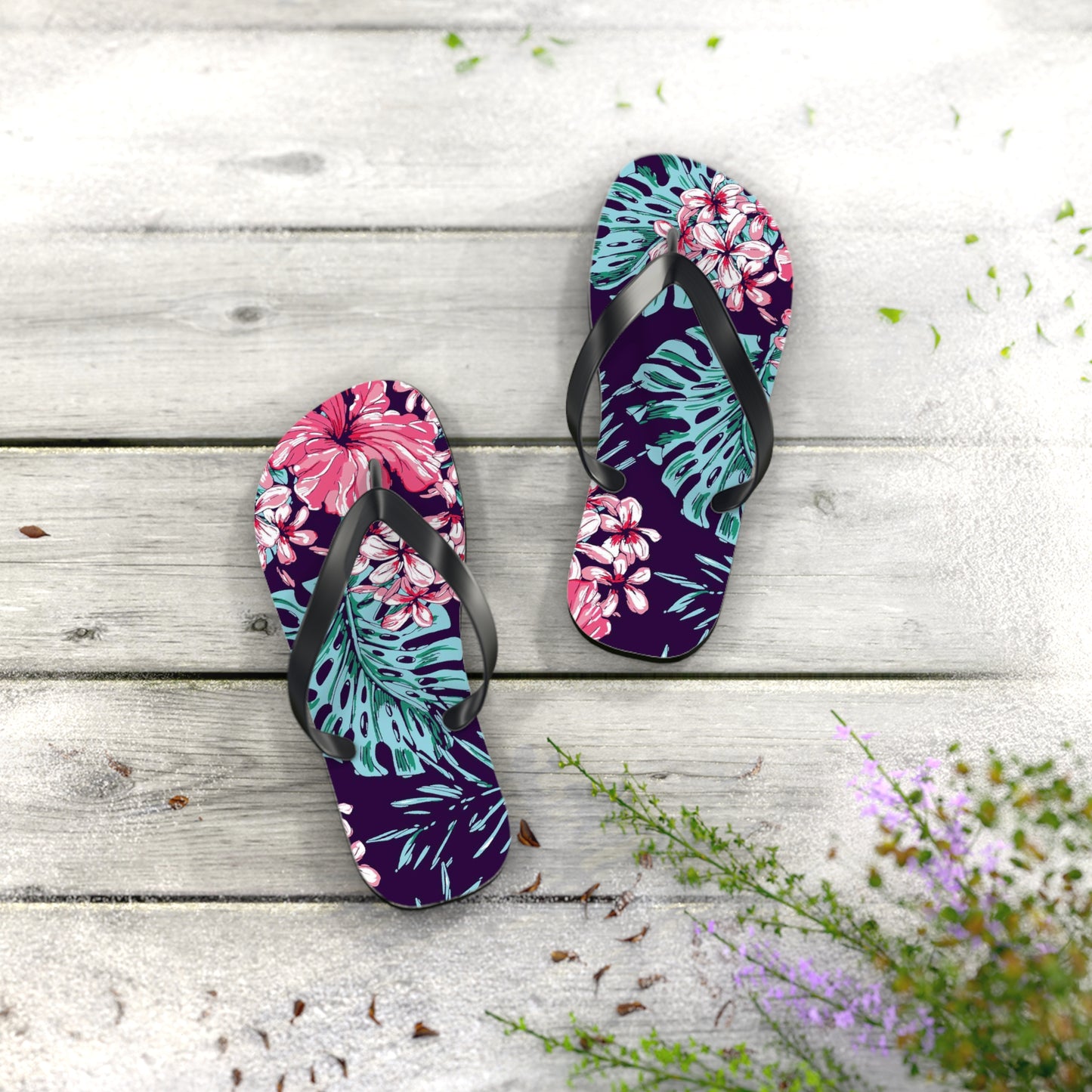 Floral Print Flip-Flops