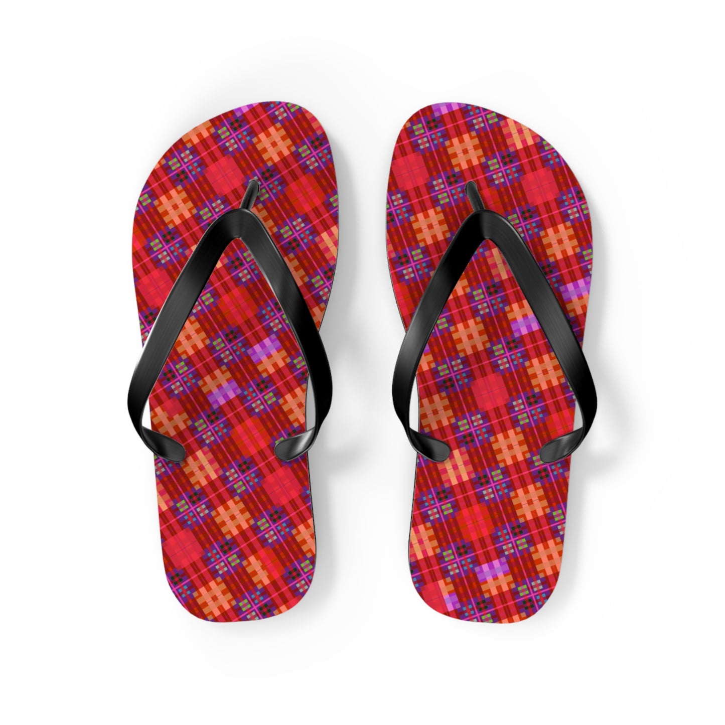 Red Tartan Flip-Flops