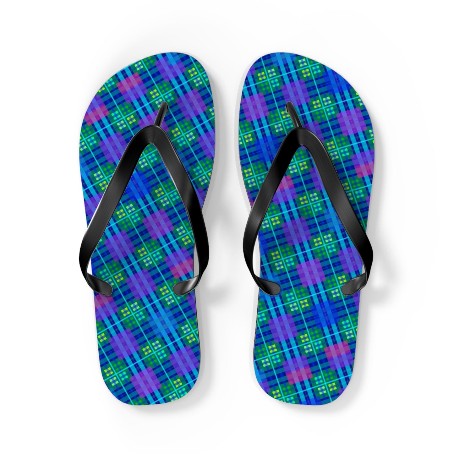 Blue Tartan Flip-Flops