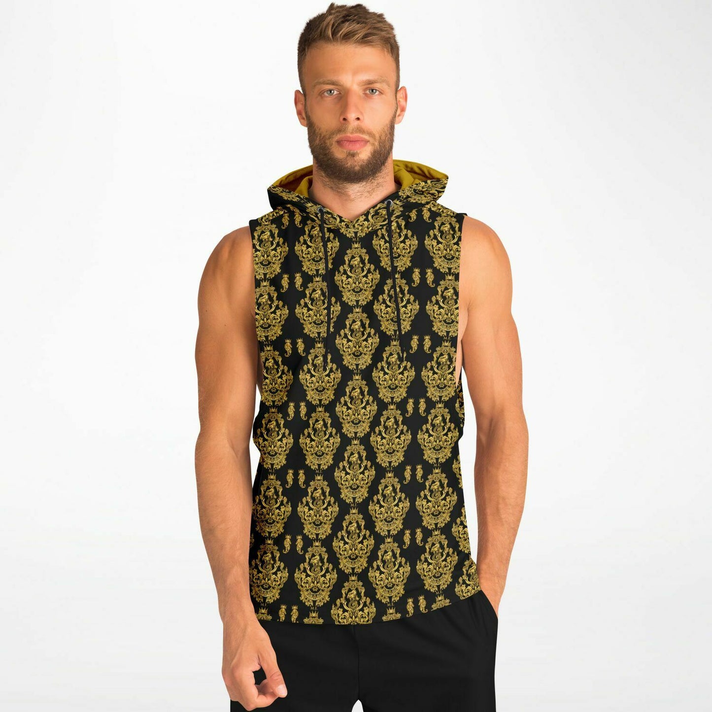 Gold Baroque Men's Drop Armhole Cotton Blend Hoodie