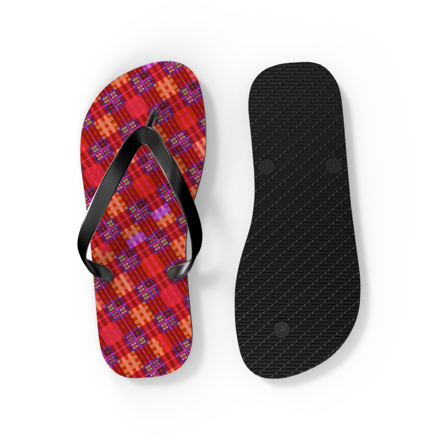 Red Tartan Flip-Flops