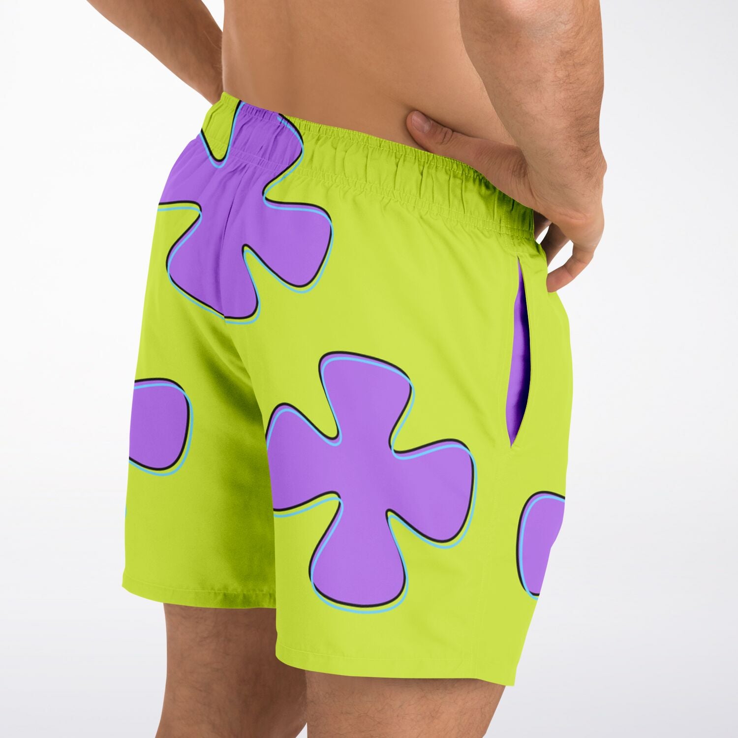 Patrick Star Inspired Green and Purple Swim Shorts
