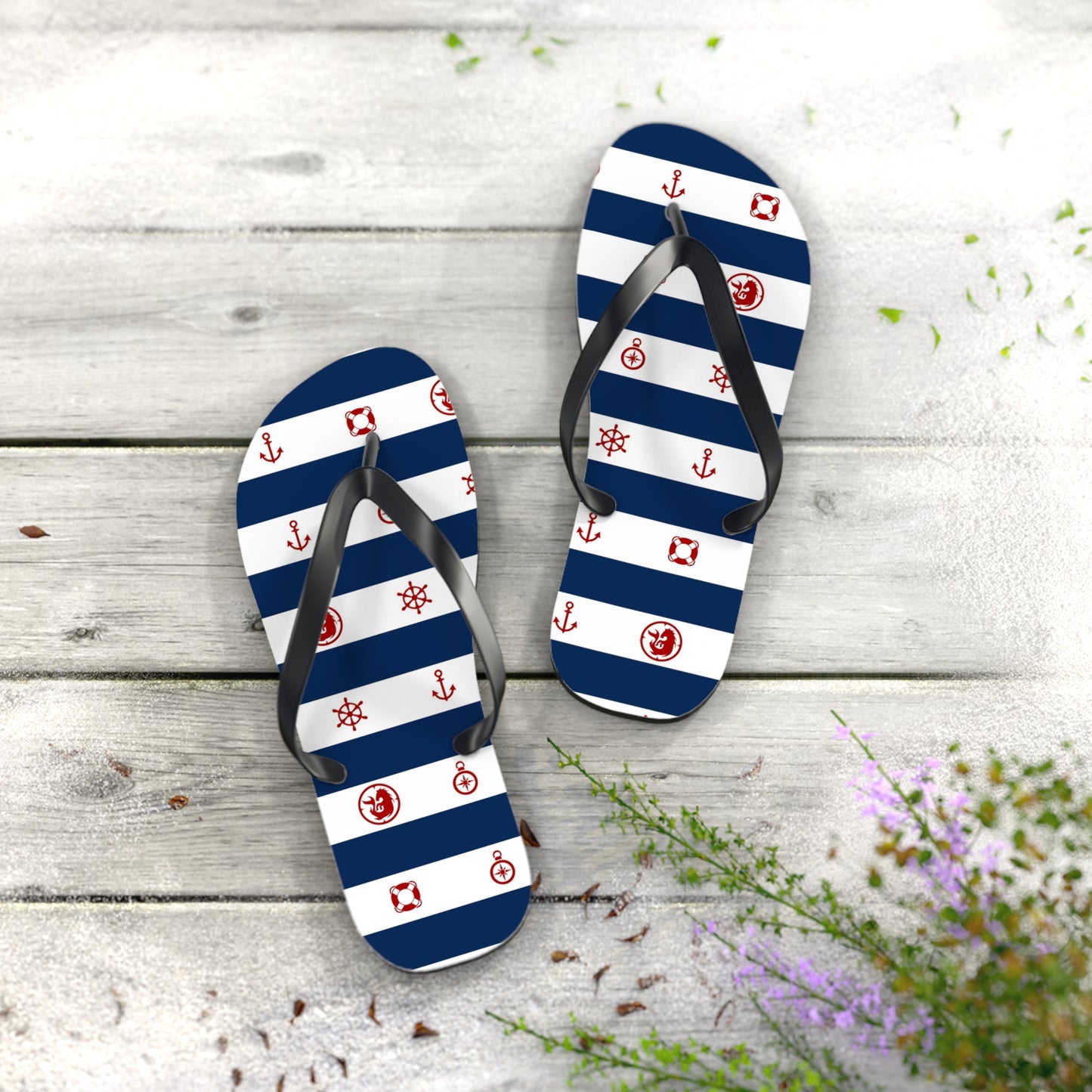 Nautical Print Flip-Flops