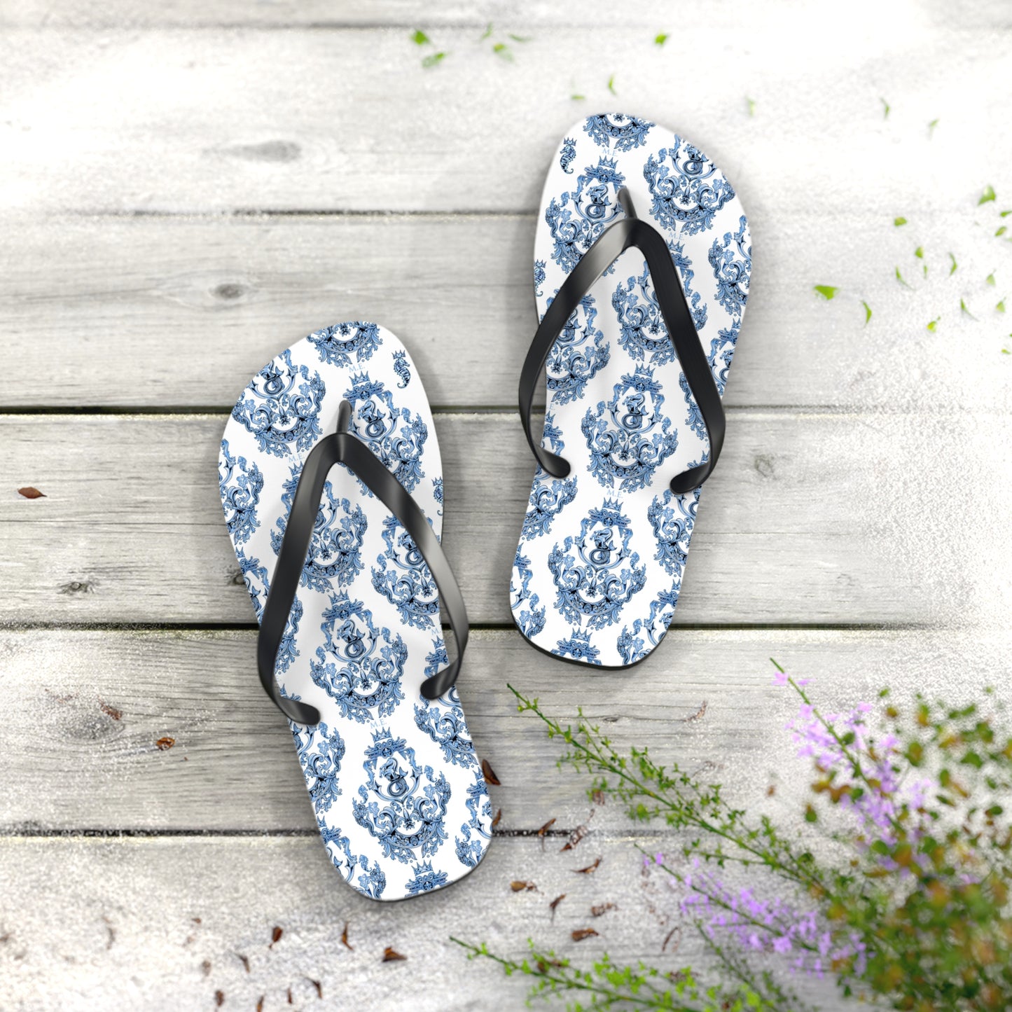 Blue Baroque Flip-Flops
