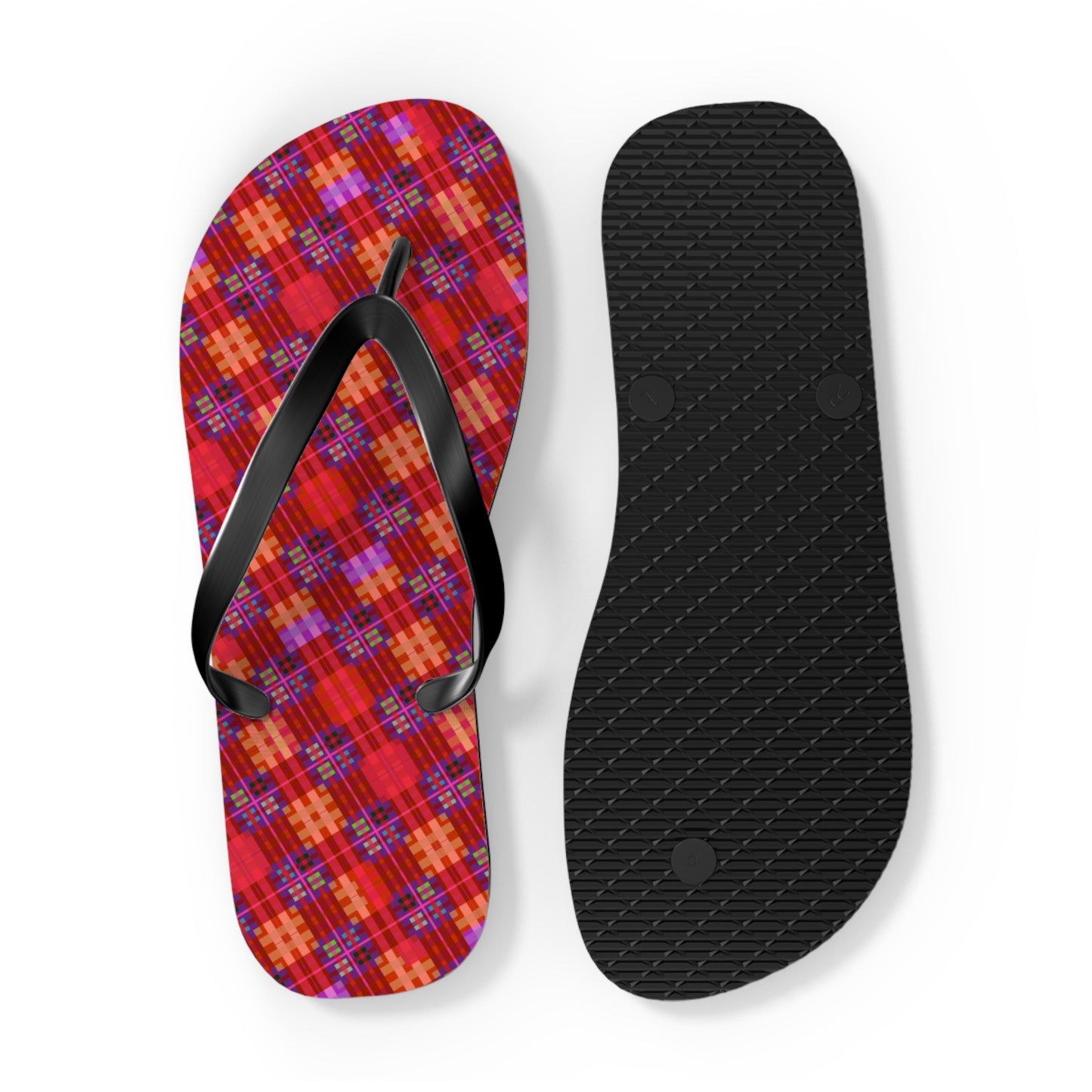 Red Tartan Flip-Flops