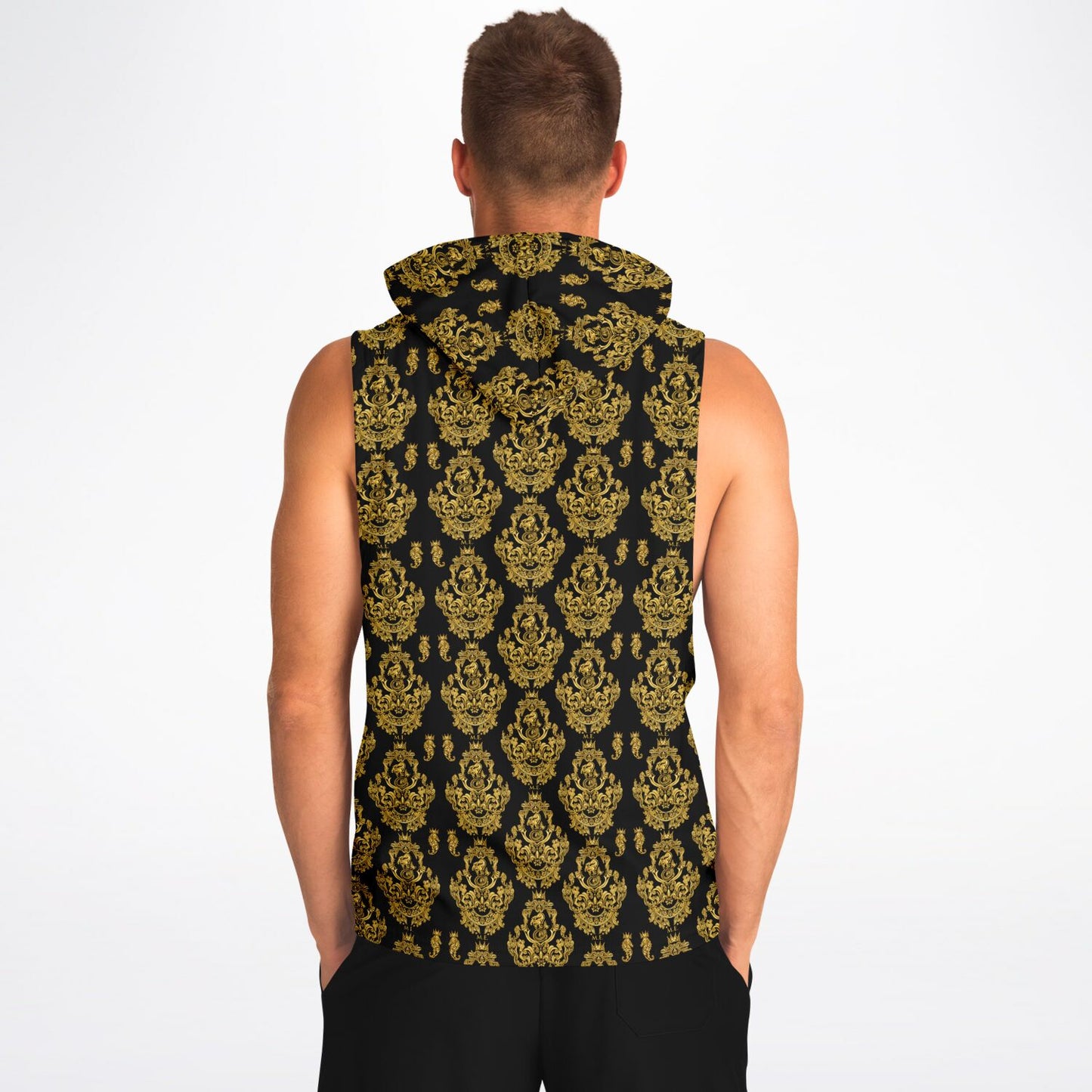 Gold Baroque Men's Drop Armhole Cotton Blend Hoodie