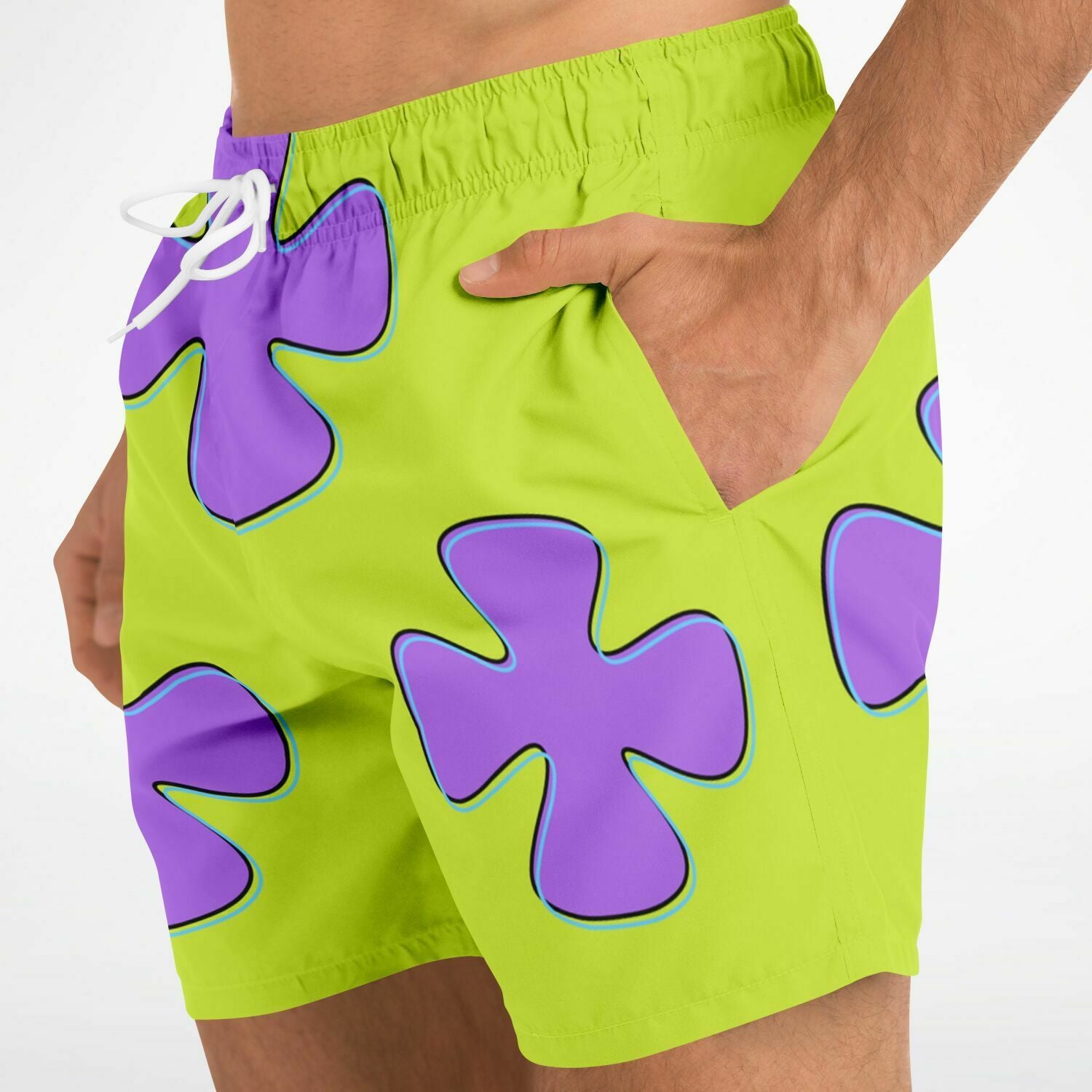 Patrick Star Inspired Green and Purple Swim Shorts