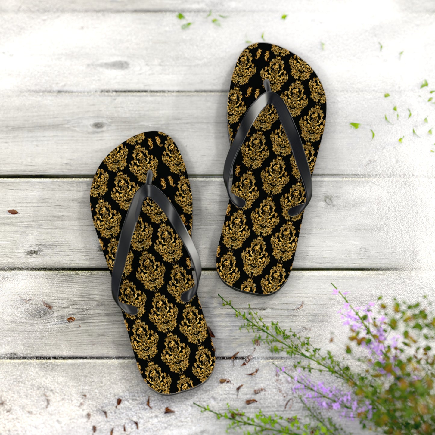 Gold Baroque Flip-Flops