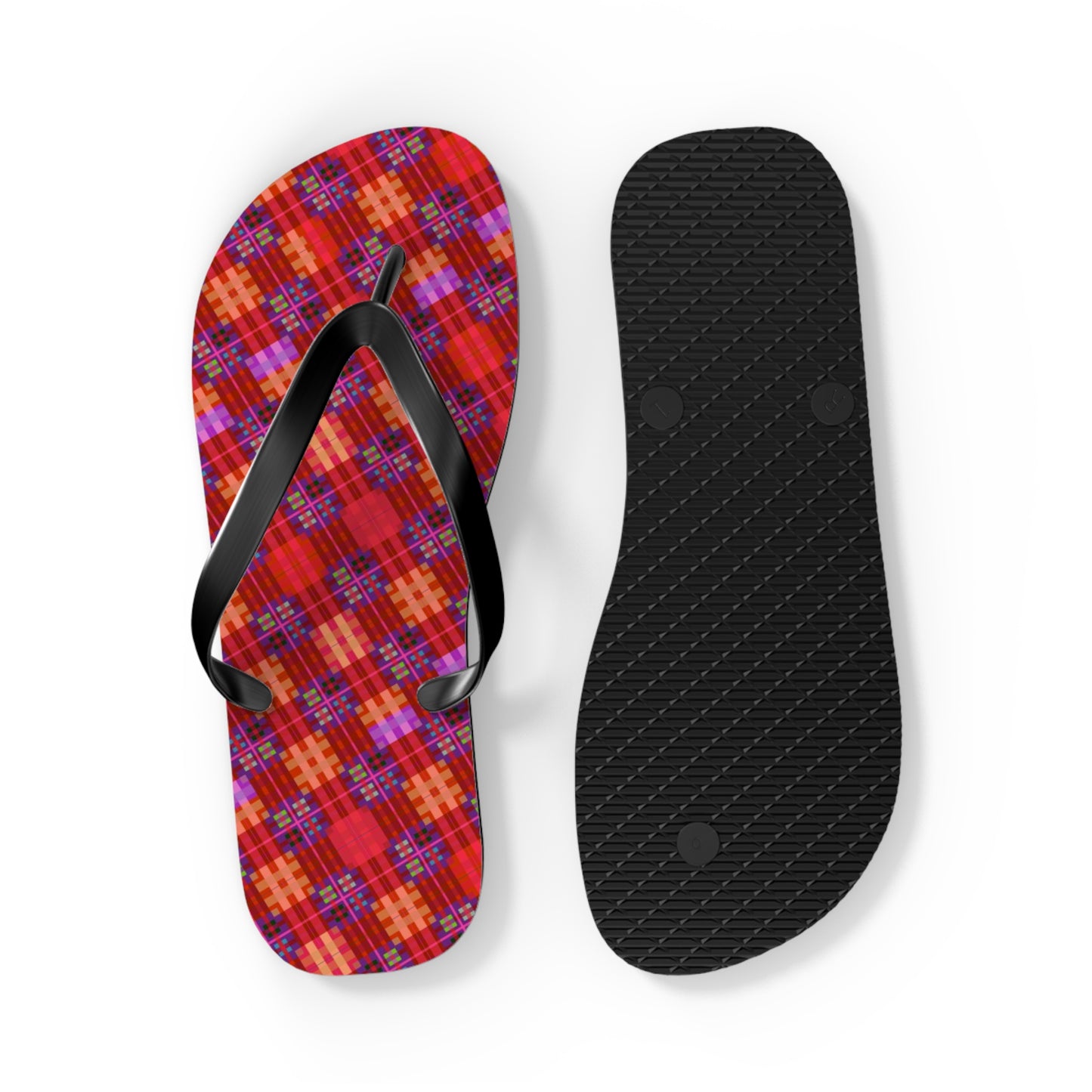Red Tartan Flip-Flops