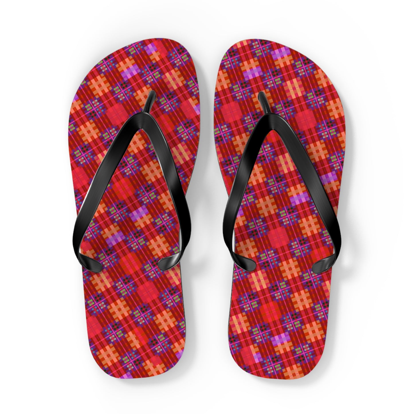 Red Tartan Flip-Flops