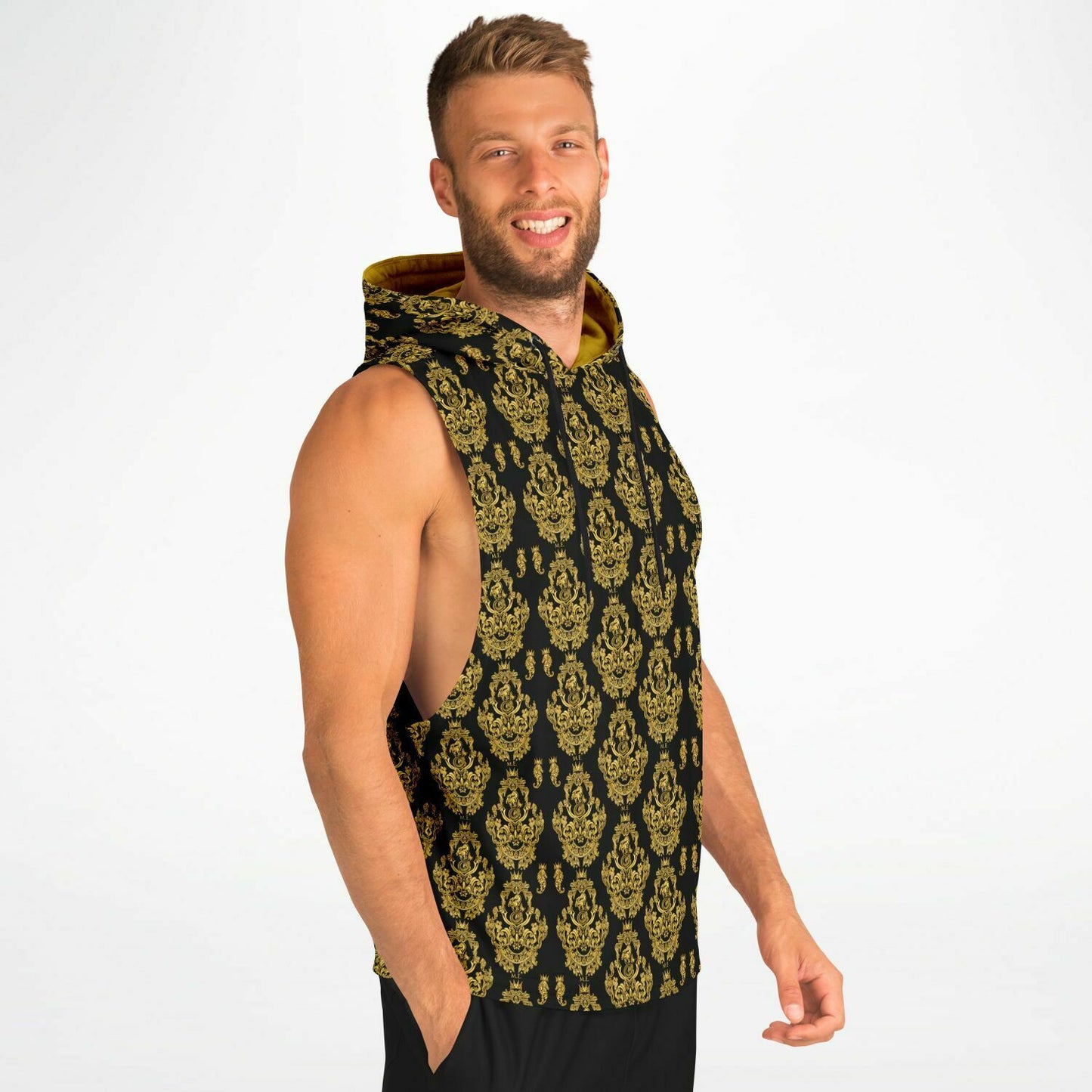 Gold Baroque Men's Drop Armhole Cotton Blend Hoodie