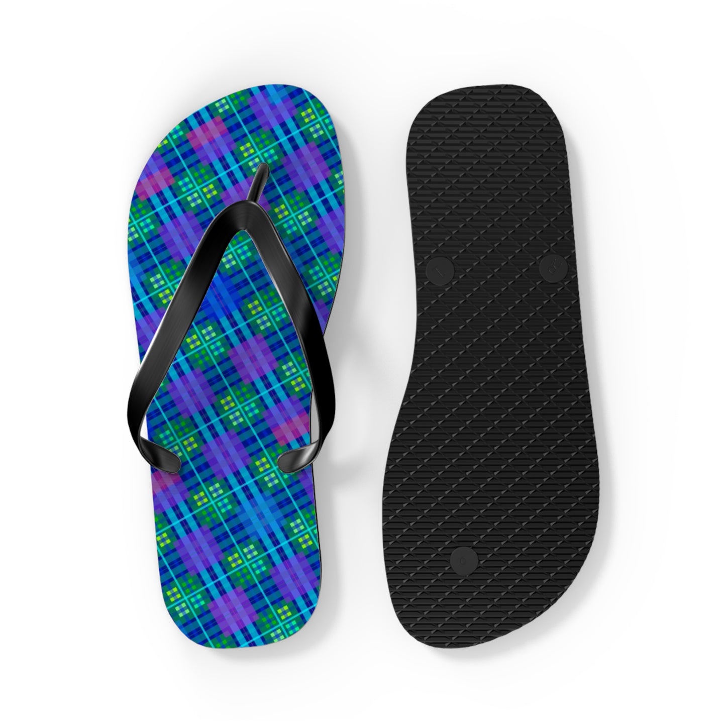 Blue Tartan Flip-Flops