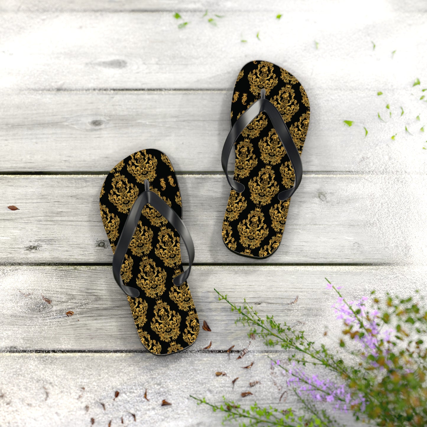 Gold Baroque Flip-Flops