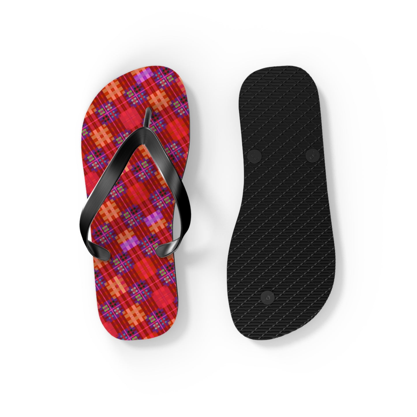 Red Tartan Flip-Flops