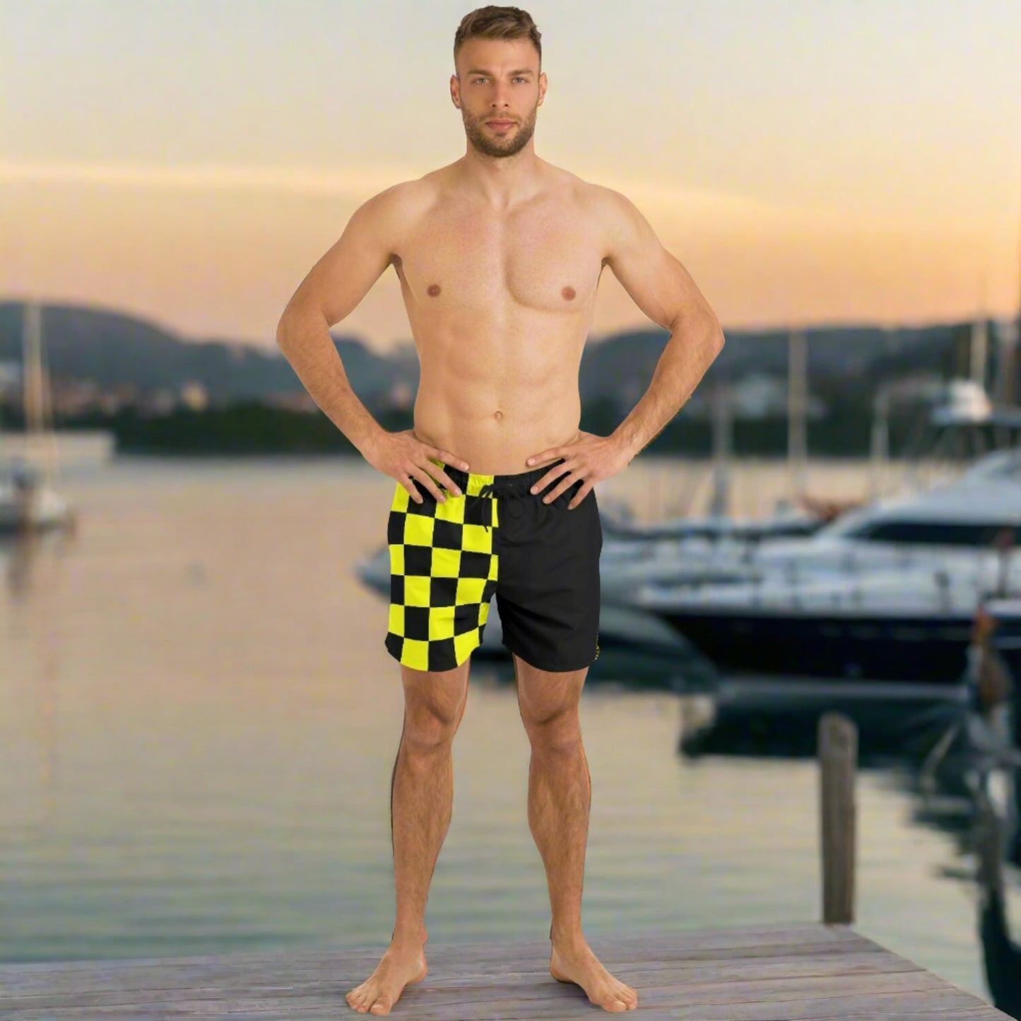 Nautical Signal Flag Inspired Swim Shots / Trunks. STOP