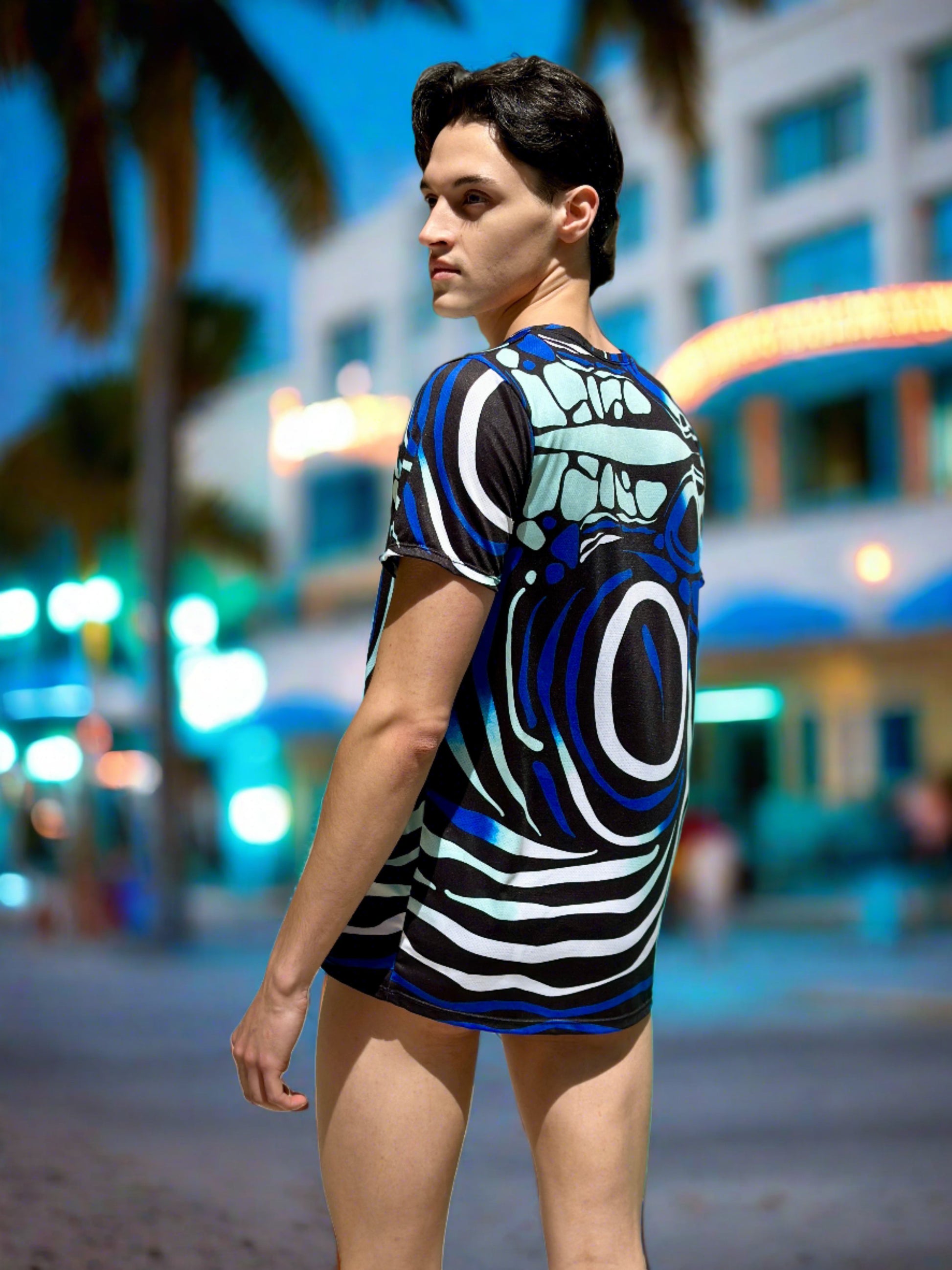 Our Angelfish Swim Brief for men and our coordinating Sport Shirt. The suit has a Speedo style cut.