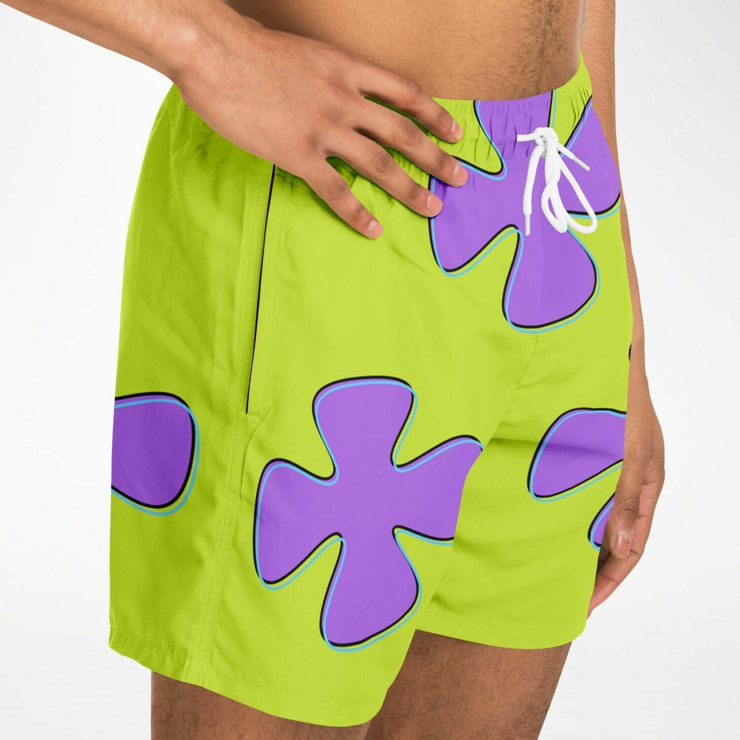 Patrick Star Inspired Green and Purple Swim Shorts