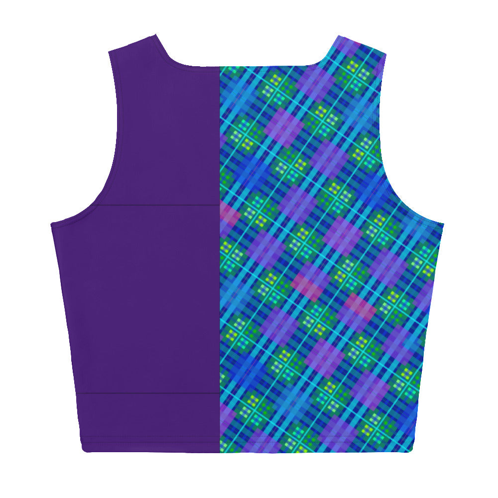 Blue Tartan Men's Crop Tank Top