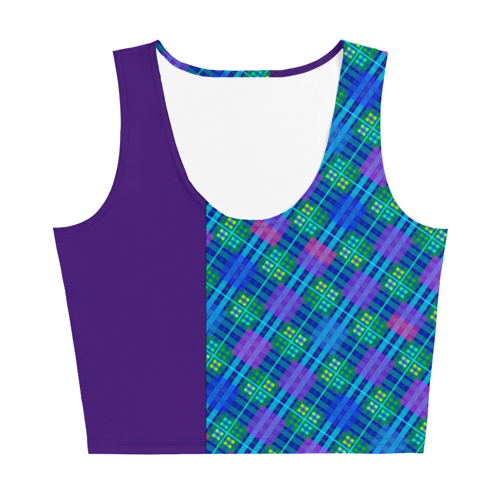 Blue Tartan Men's Crop Tank Top