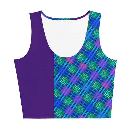 Blue Tartan Men's Crop Tank Top