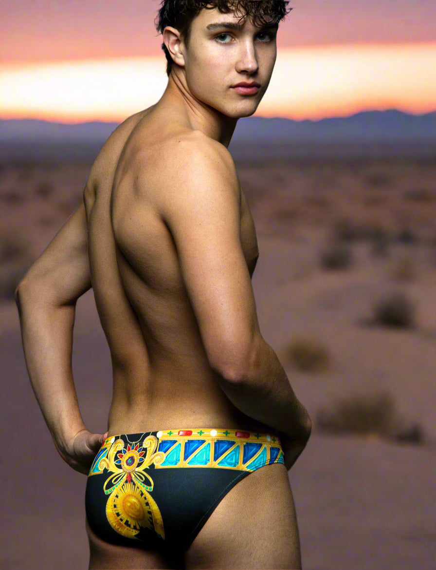 Our Bejeweled Swim Brief for Men. Speedo style cut