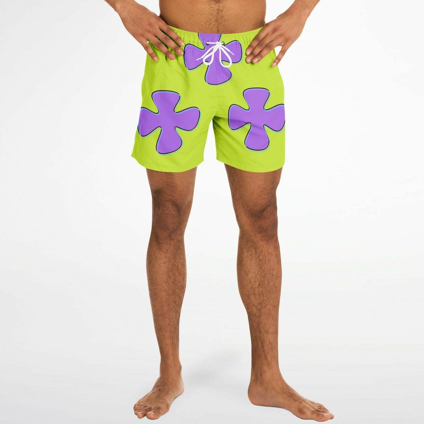 Patrick Star Inspired Green and Purple Swim Shorts