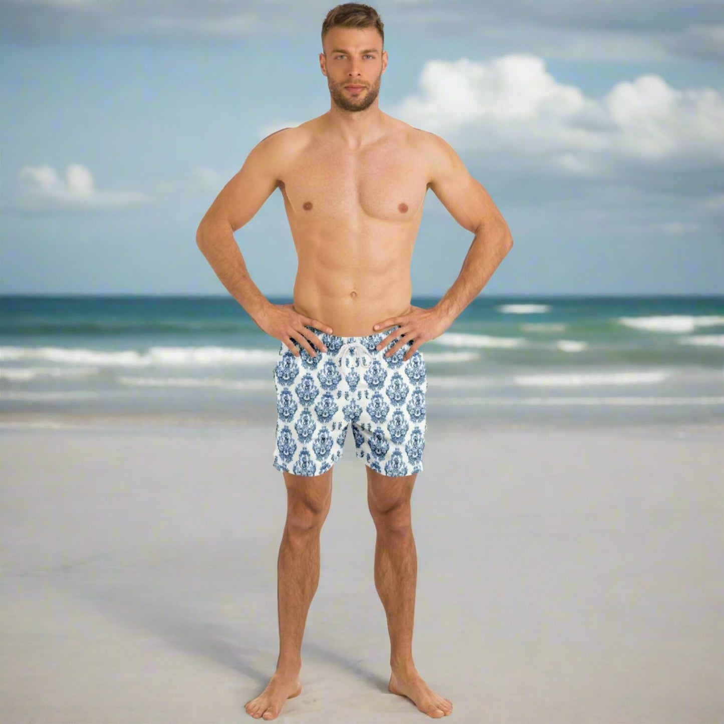 Our Blue Baroque Swim Shorts For Men