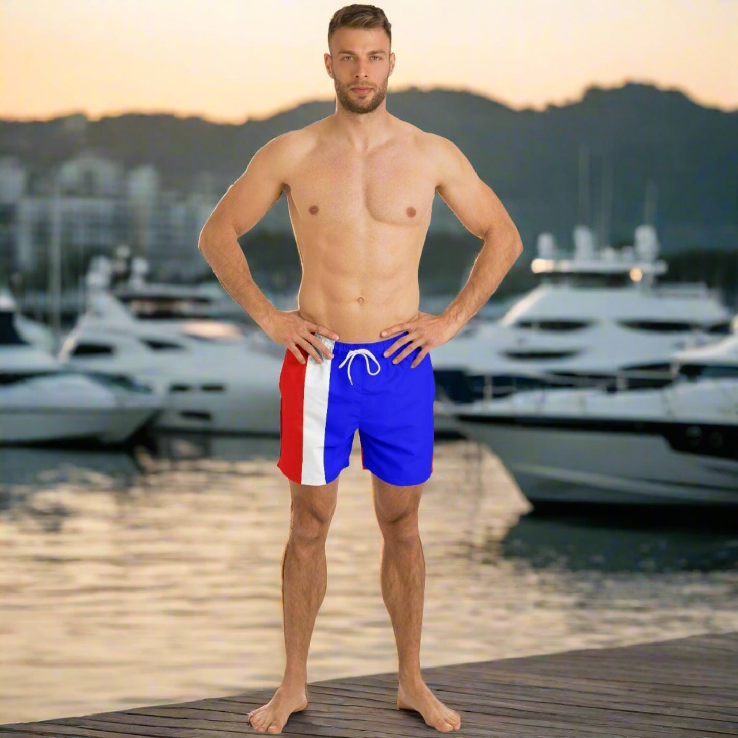Nautical Flag Inspired Men's Swim Trunks / Shorts. THREE