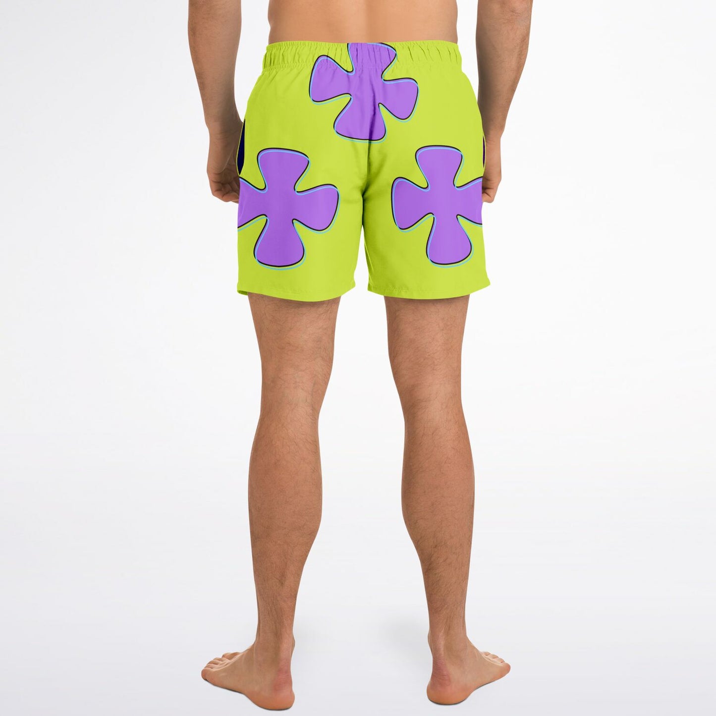Patrick Star Inspired Green and Purple Swim Shorts