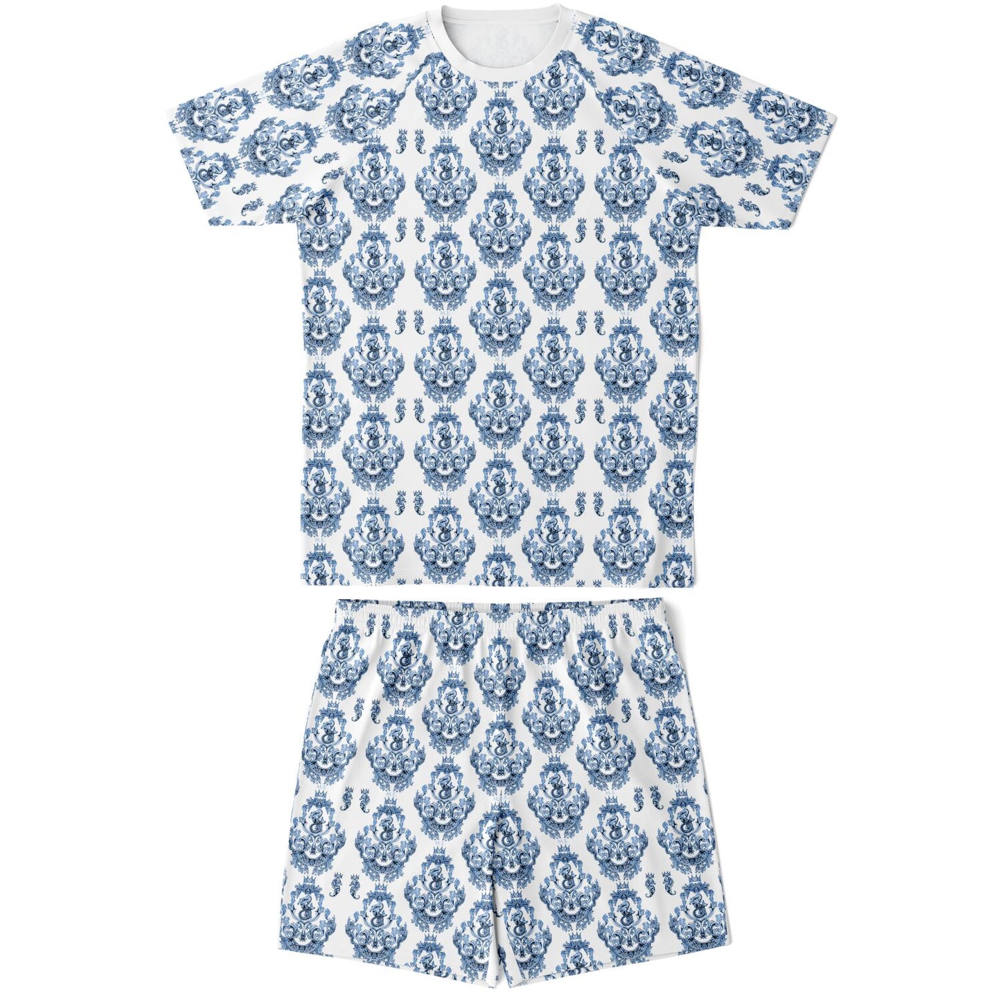 Blue Baroque Shirt and Shorts set for men inspired by the style originating in 16th century Italy.