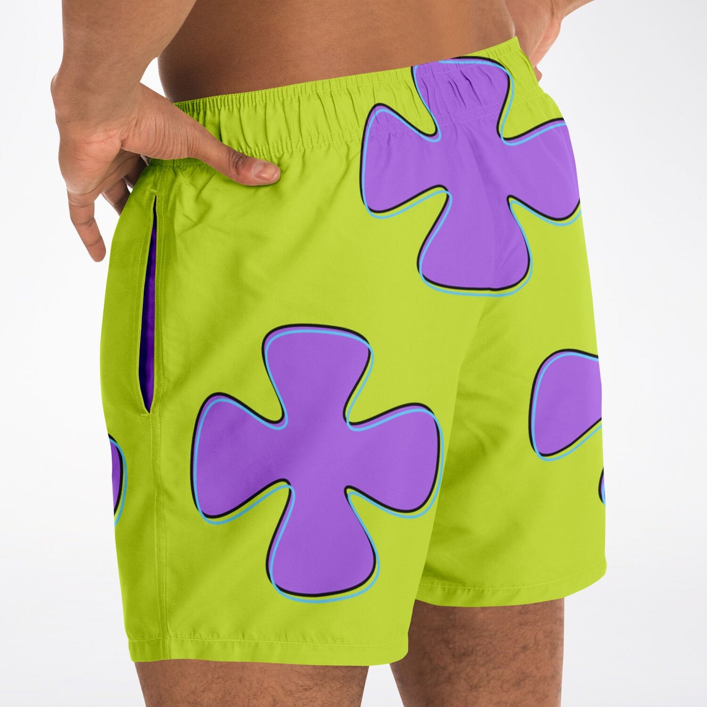 Patrick Star Inspired Green and Purple Swim Shorts