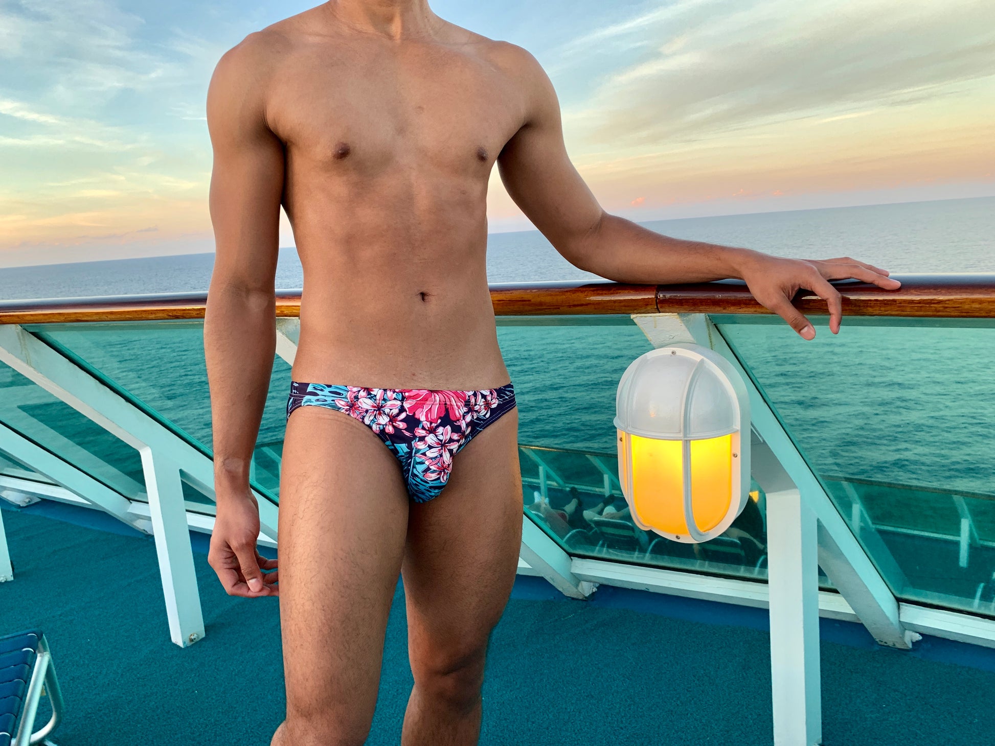 Our Floral Swim Brief for men. Speedo style cut.
