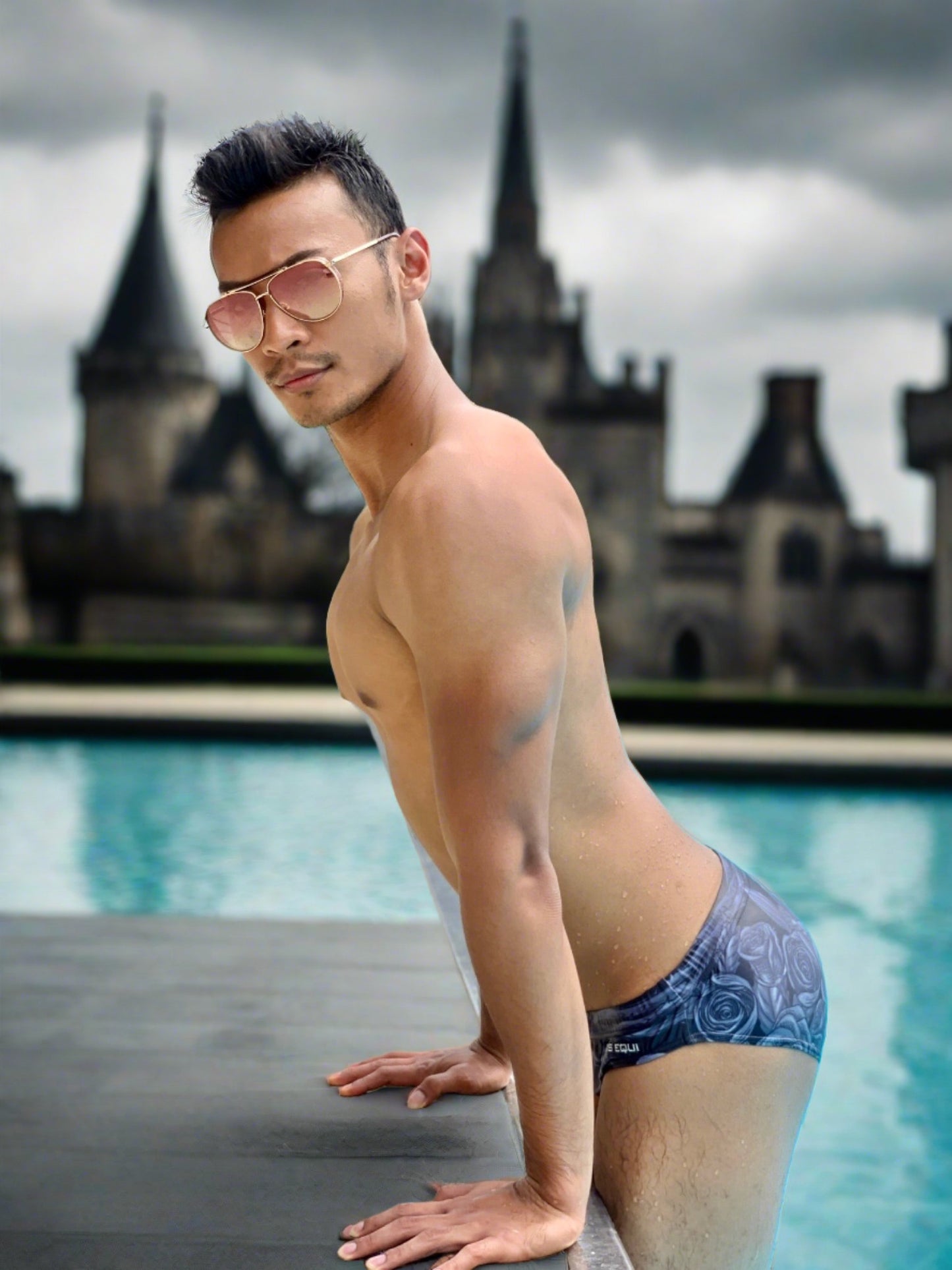 Our Black Rose Swim Brief for Men. Speedo style cut