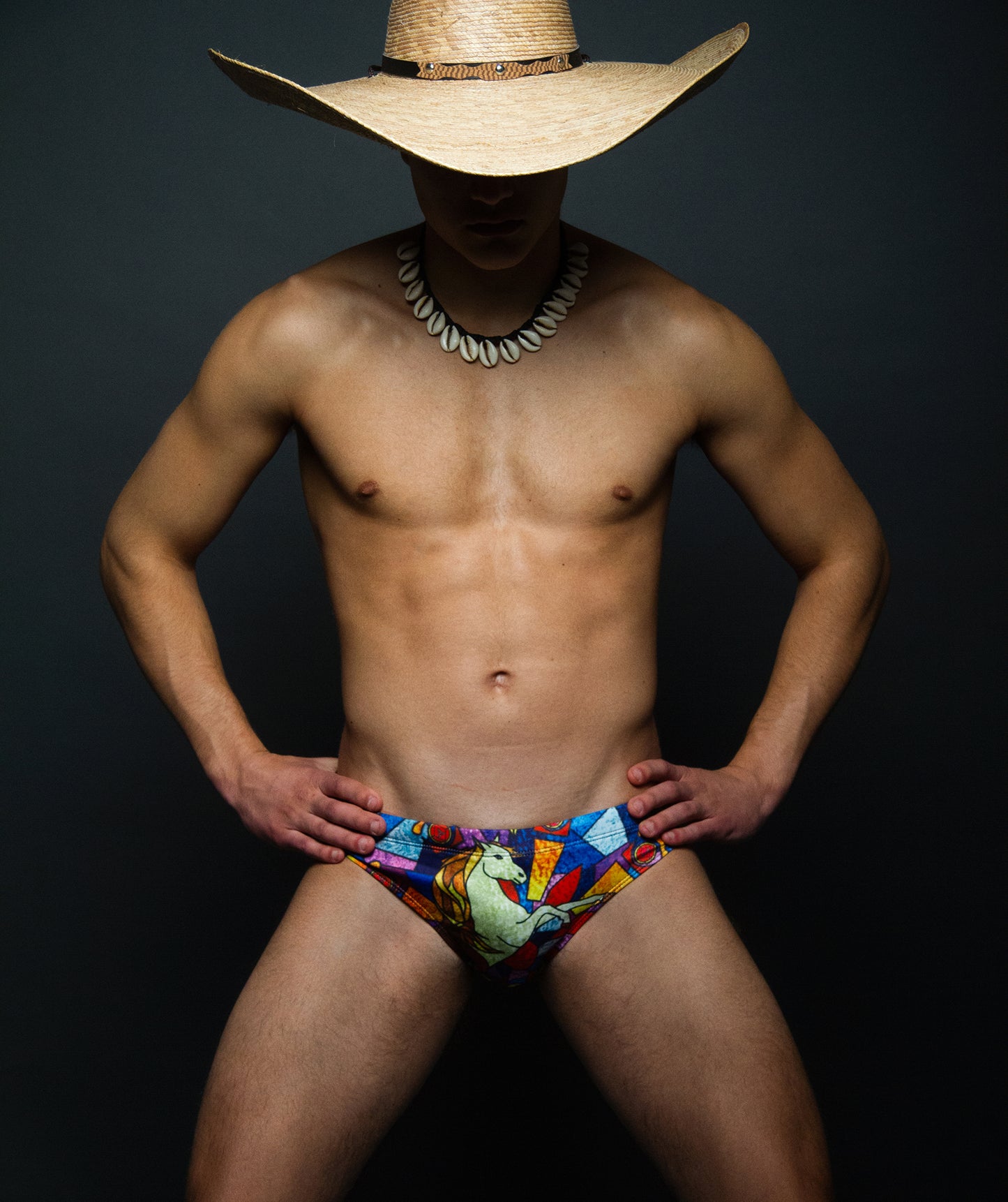 Our Stained Glass Swim brief for Men. Speedo style cut.