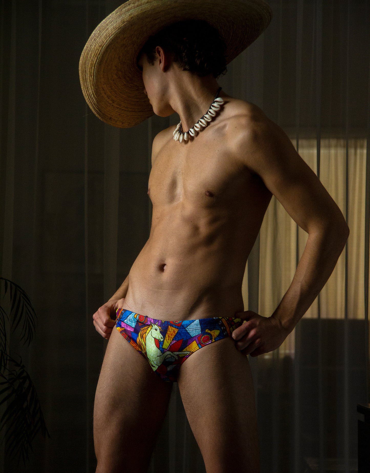 Our Stained Glass Swim brief for Men. Speedo style cut.