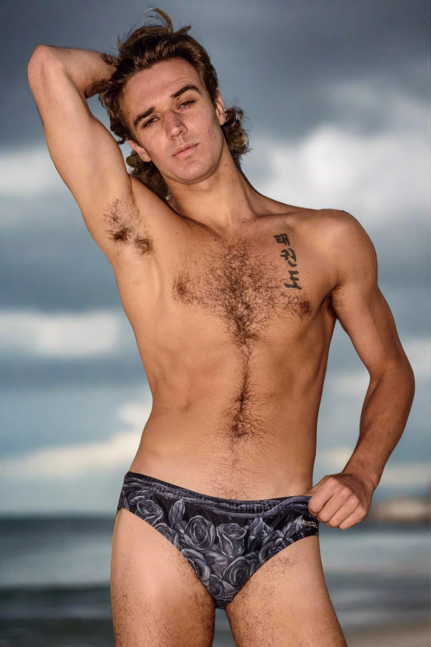 Our Black Rose Swim Brief for Men. Speedo style cut